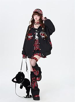 Amazon | [KEWJYUE] 地雷系 スタジャン レディース パッチワーク